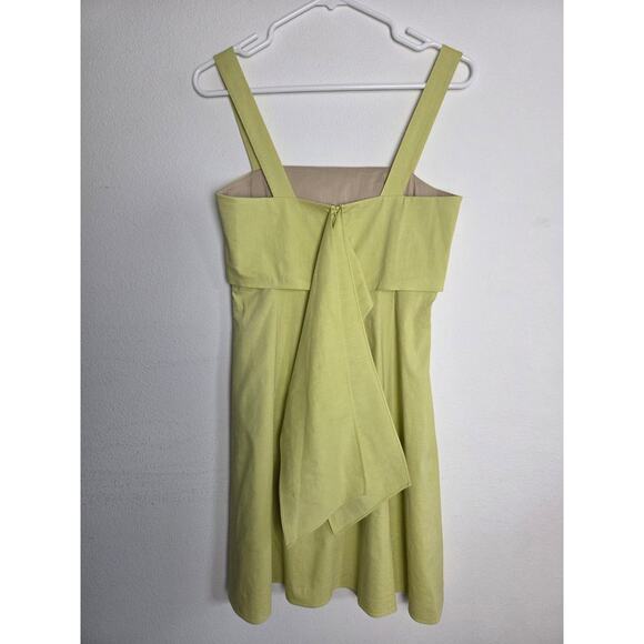 Theory Dress Womens 4 Small Good Linen Drape Back Mini Lime Yellow Sleeveless - Picture 5 of 10